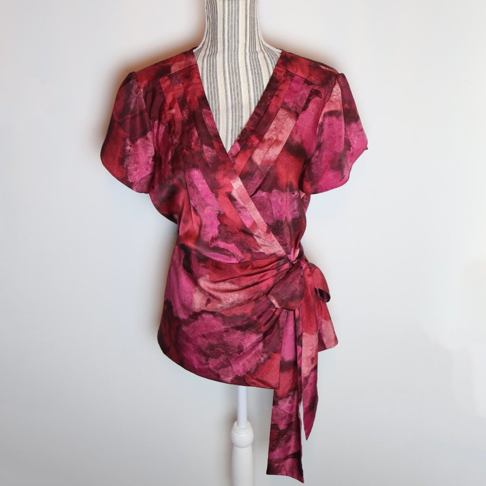 Silky Floral Wrap Top